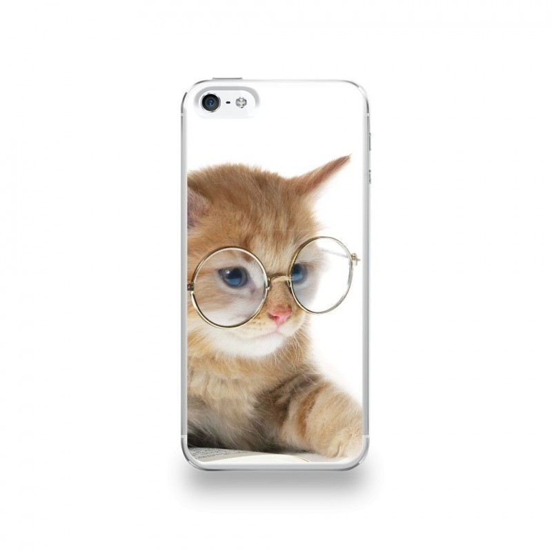 Coque Iphone 5 5s Se Silicone Motif Grand Chat A Lunettes Destination Telecom